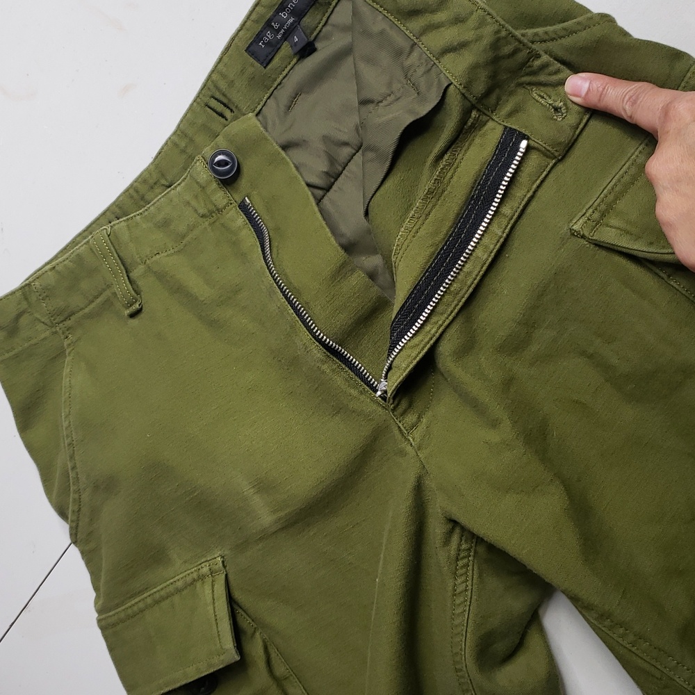 Rag & Bone 100% Cotton Valli Cargo Army Green Utility Pants Pockets Size 4 Retro - Picture 12 of 16